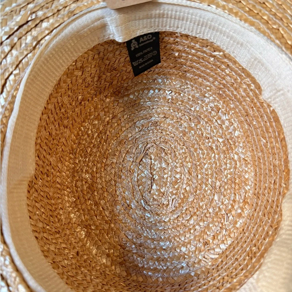 Straw Sun Hat with Black Polka Dot Veil and Band by A&O
